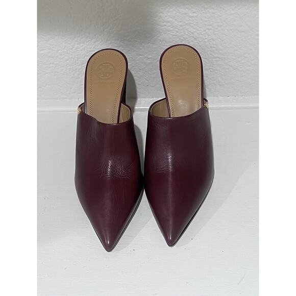 Tory Burch Penelope Mule Pointy Toes Burgundy Size 9 - Picture 2 of 8